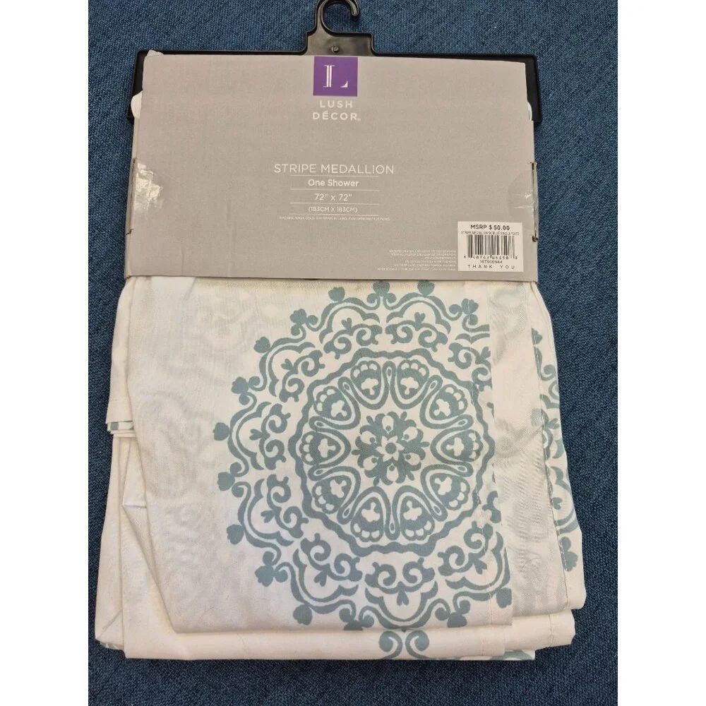 Lush Décor Stripe Medallion Shower Curtain 72